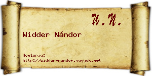 Widder Nándor névjegykártya